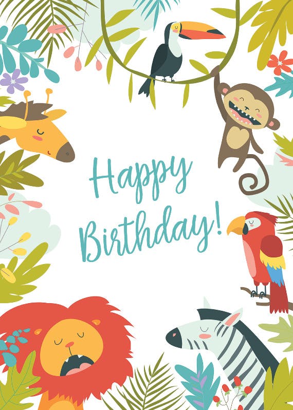 Wild animals -  tarjeta de cumpleaños