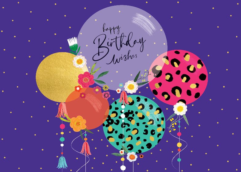 Wild printed balloons - happy birthday card