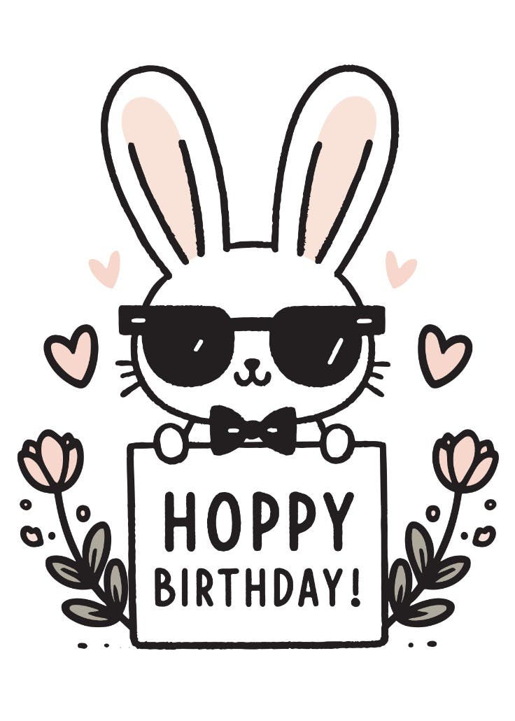 Wishes from a cool bunny - birthday card