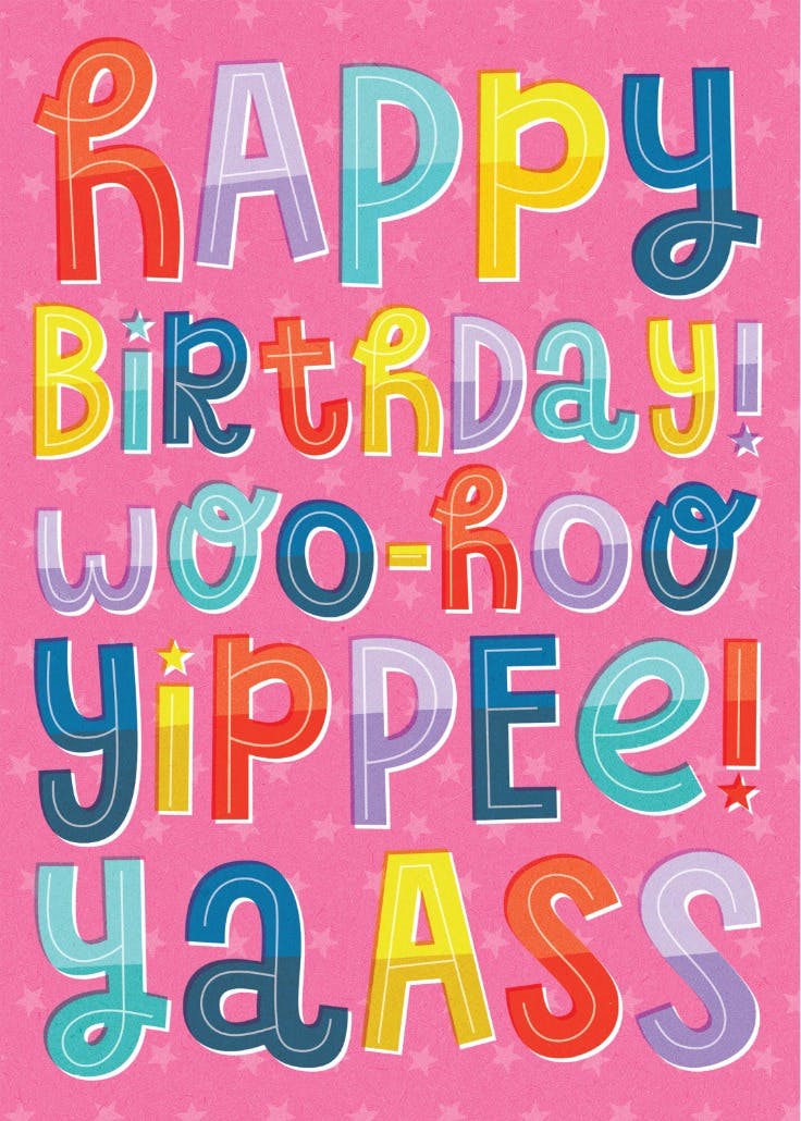 Woohoo yipee - happy birthday card