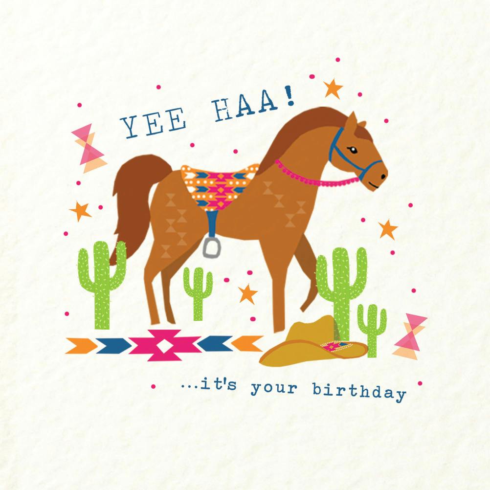 Yee haa horse -  tarjeta de cumpleaños gratis