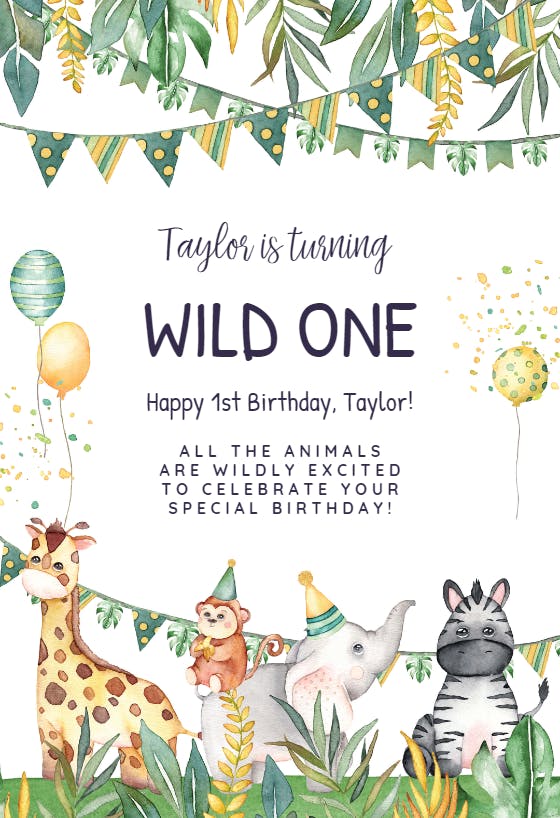 Zootime nursery - happy birthday card