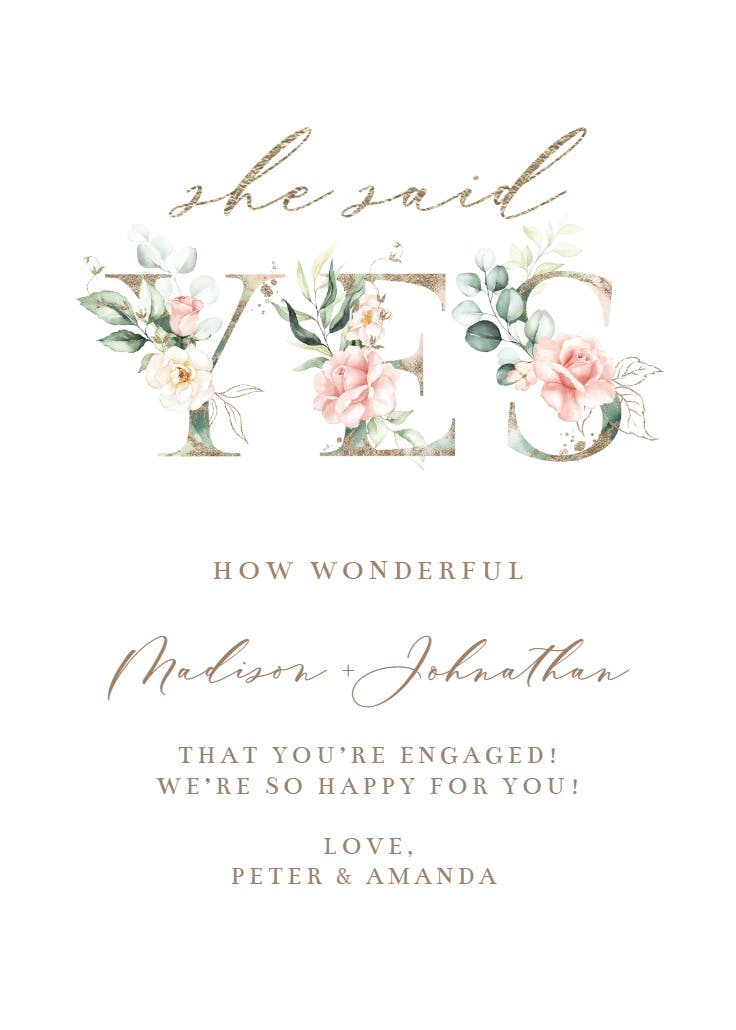 Affirmative - engagement congratulations card