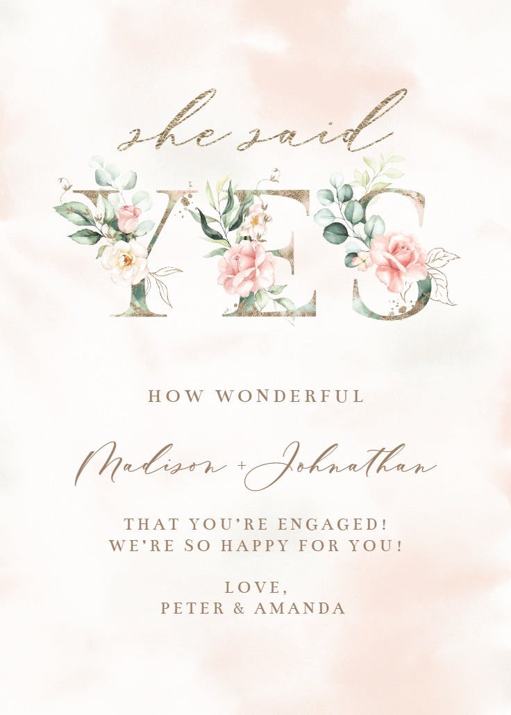 Affirmative - engagement congratulations card