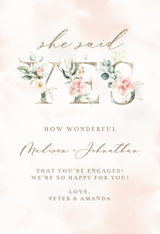 Affirmative - engagement congratulations card