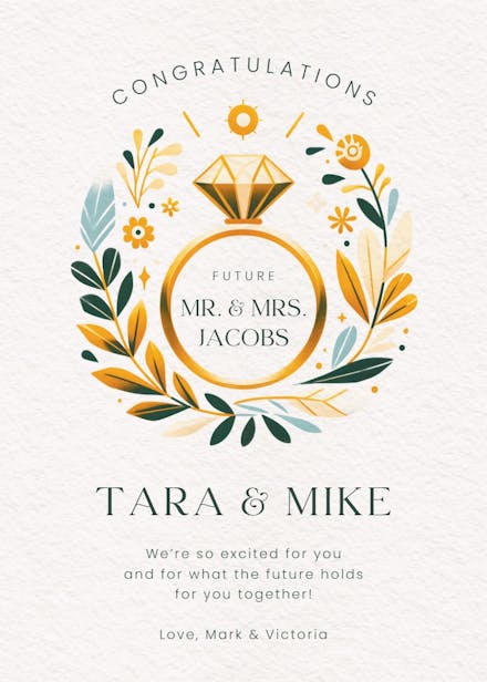 Bold diamond ring - engagement congratulations card