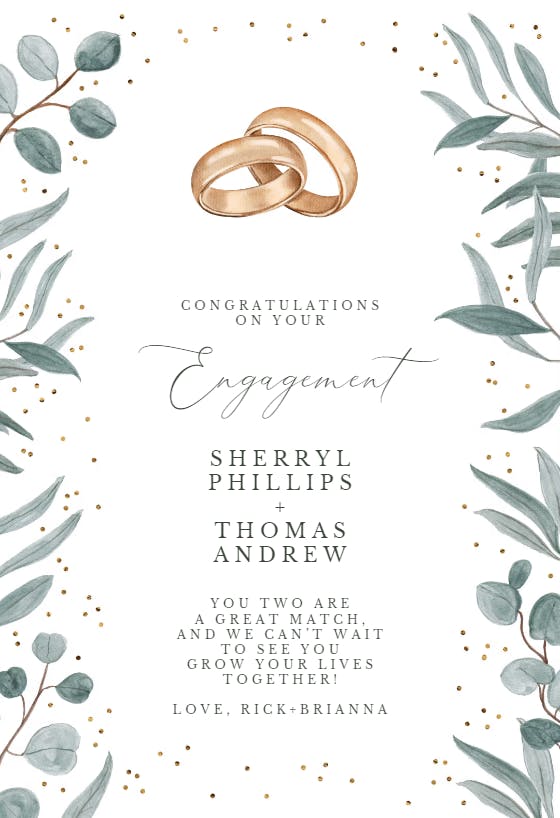 Bronze rings - engagement congratulations card