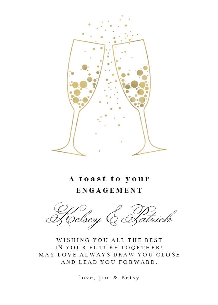 Cheers & bubbles - engagement congratulations card