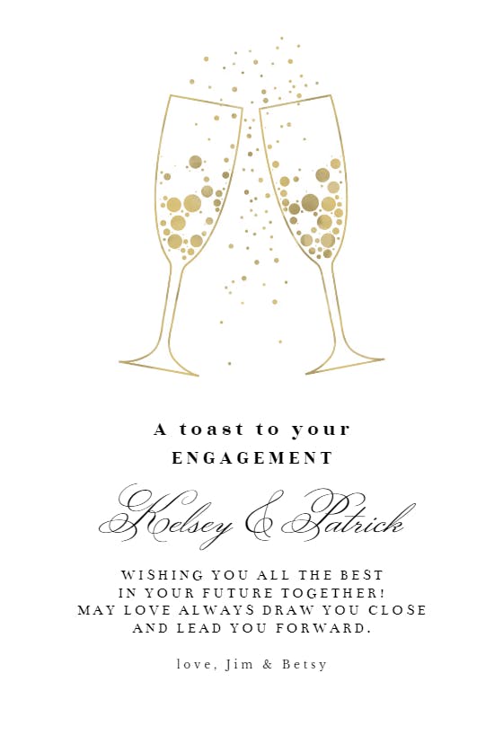 Cheers & bubbles - engagement congratulations card