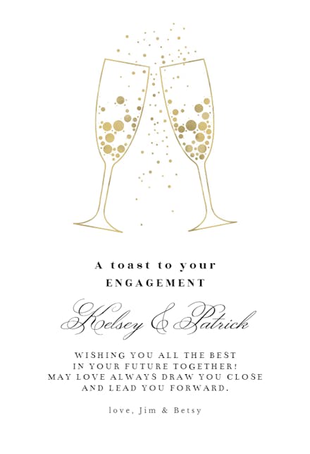 Cheers & bubbles - engagement congratulations card