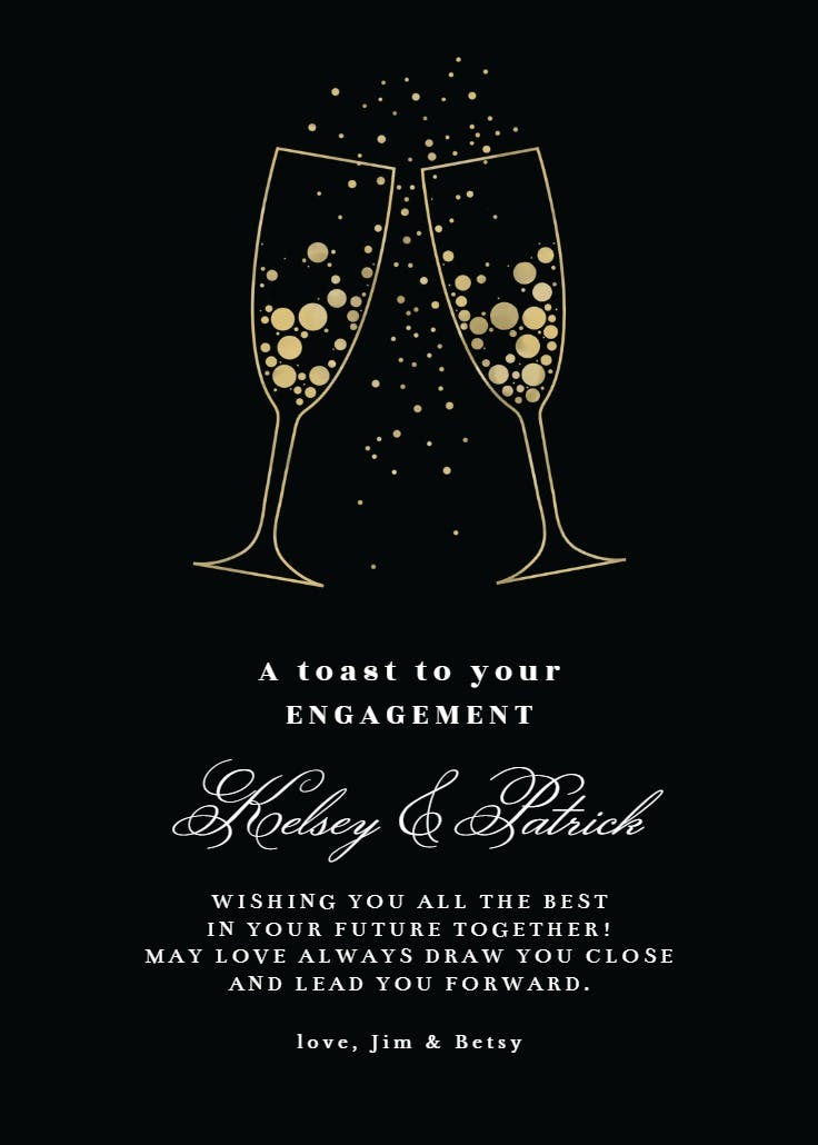 Cheers & bubbles - tarjeta de compromiso