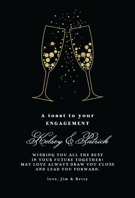 Cheers & bubbles -  tarjeta de compromiso