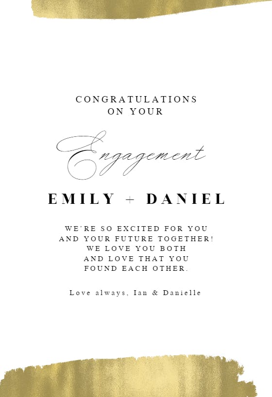 Edged in gold - engagement congratulations card