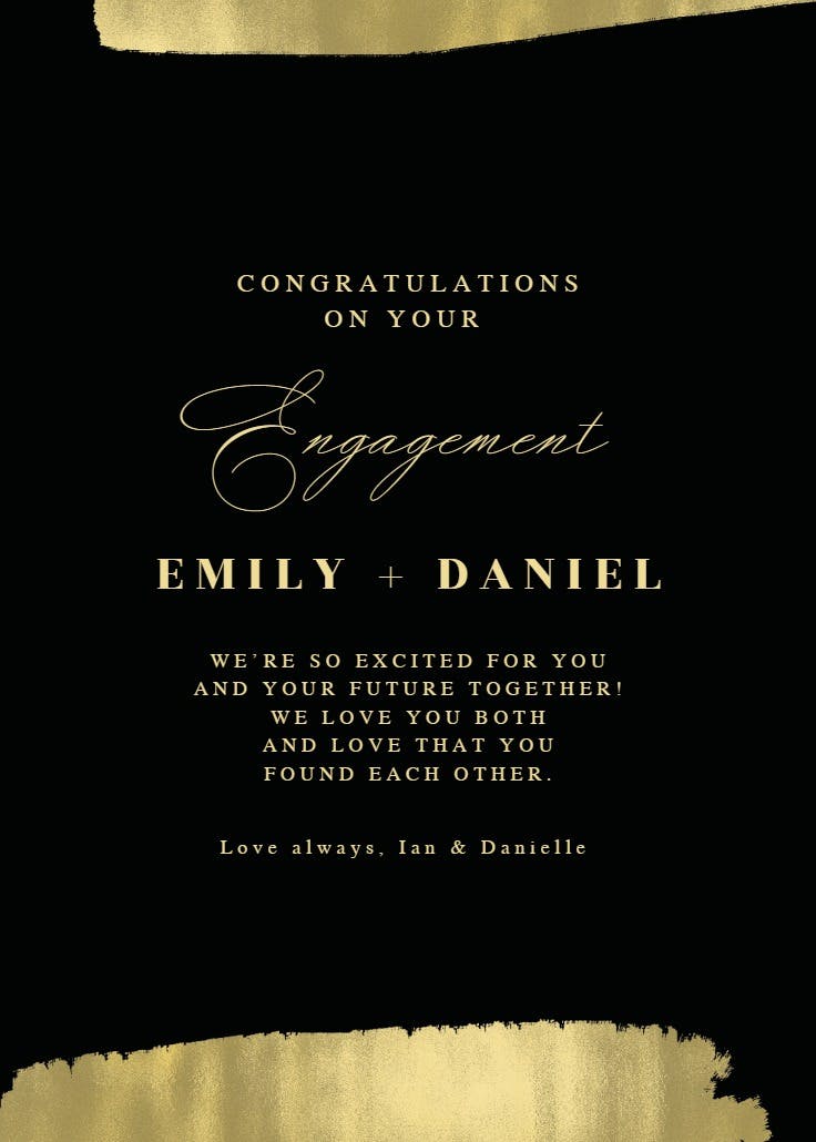 Edged in gold - engagement congratulations card