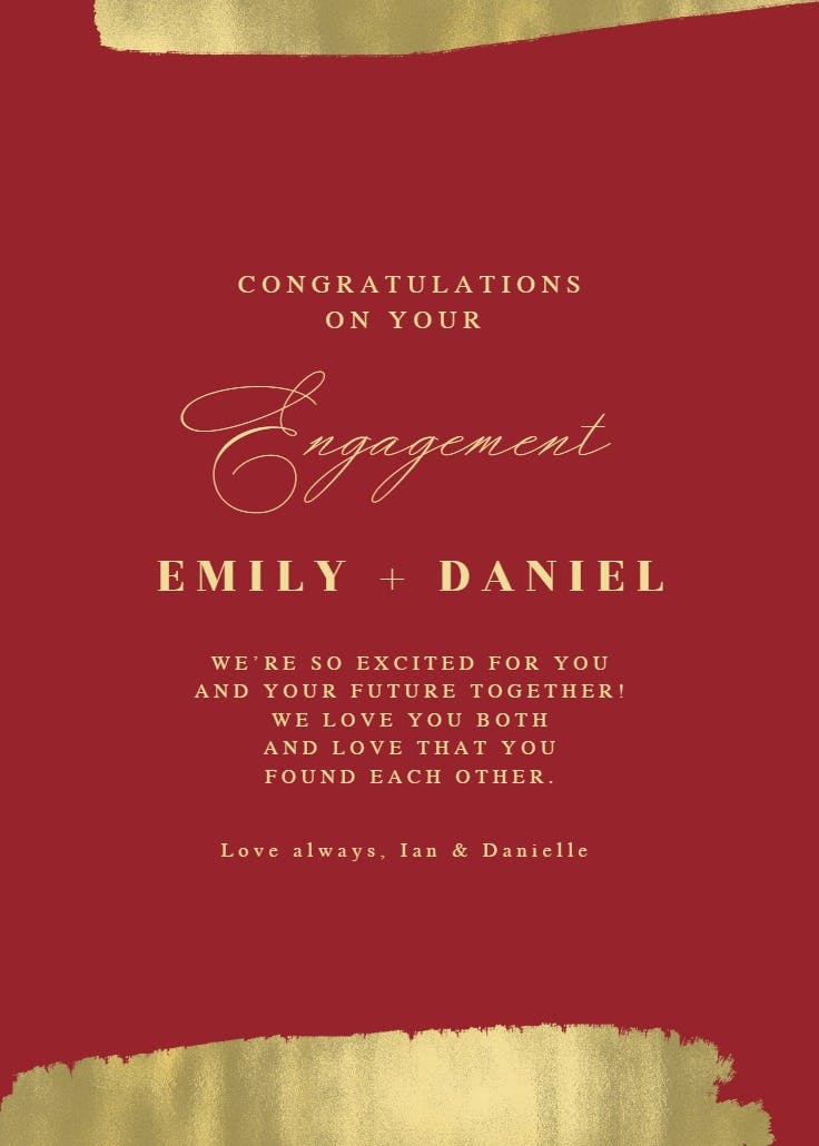 Edged in gold - engagement congratulations card