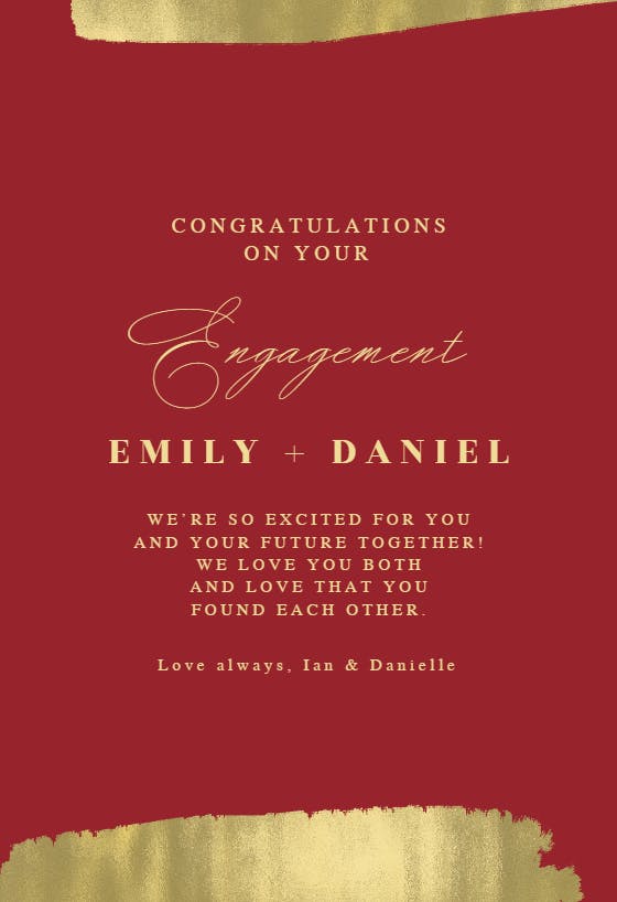 Edged in gold - engagement congratulations card