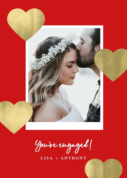 Glitter hearts - engagement congratulations card