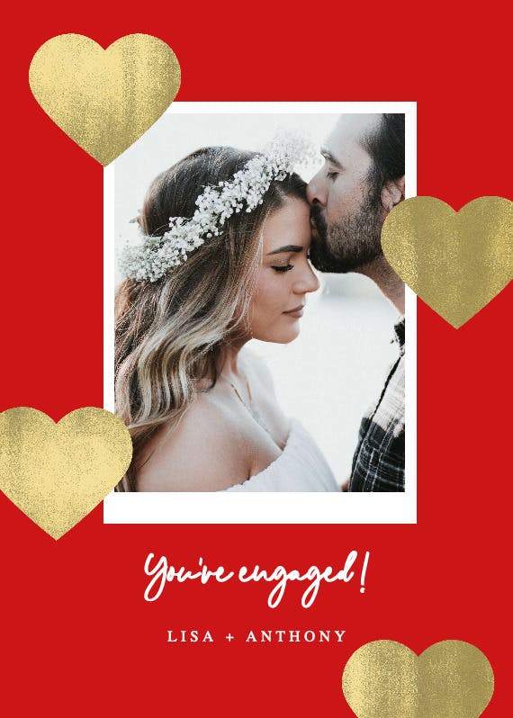 Glitter hearts - engagement congratulations card