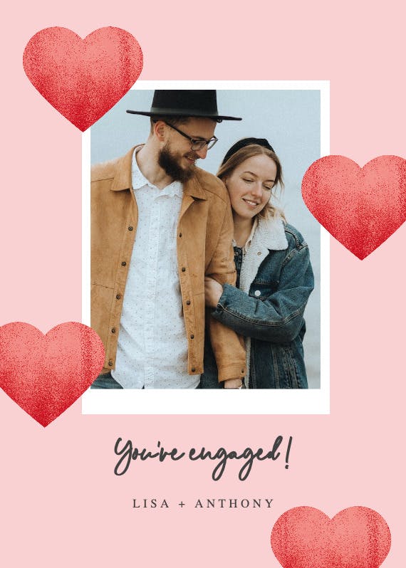 Glitter hearts - engagement congratulations card
