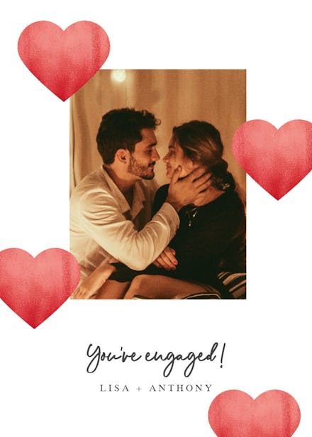 Glitter hearts - engagement congratulations card