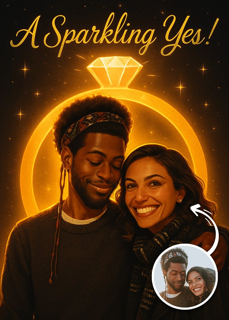 Sparkling yes - congratulations card