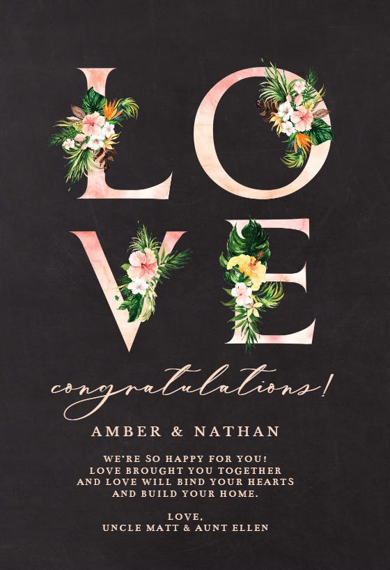Love letters - engagement congratulations card