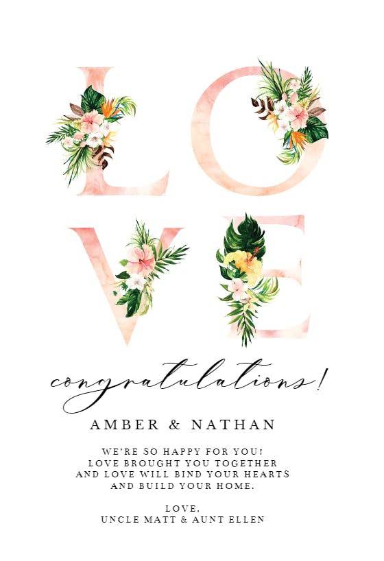 Love letters - engagement congratulations card