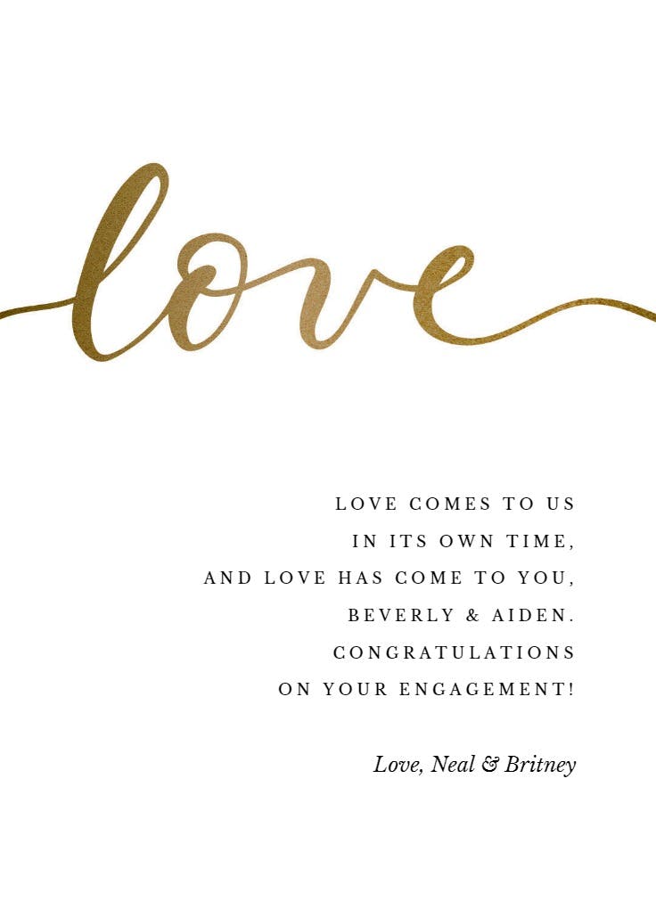 Love line - engagement congratulations card