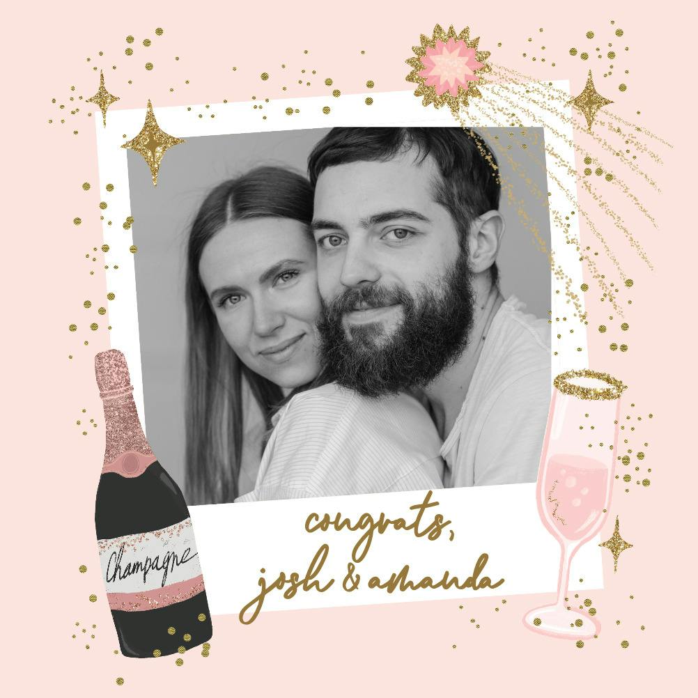 Polaroid champagne - engagement congratulations card