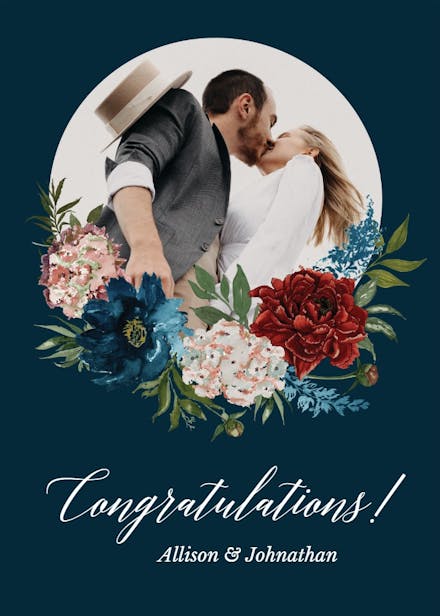 Purple flowers - engagement congratulations card
