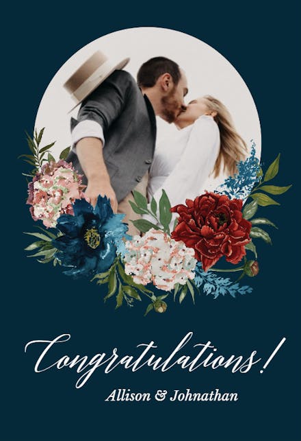 Purple Flowers - Engagement Congratulations Card