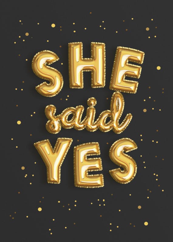 She said yes - engagement congratulations card