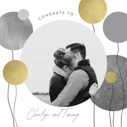 Surrealism balloons - engagement congratulations card