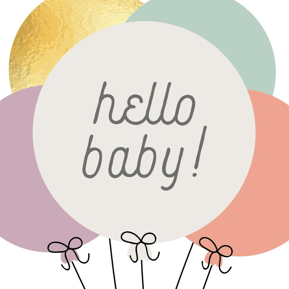 Baby balloons -  baby shower & new baby card