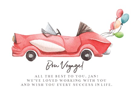 Bon Voyage - Congratulations Card