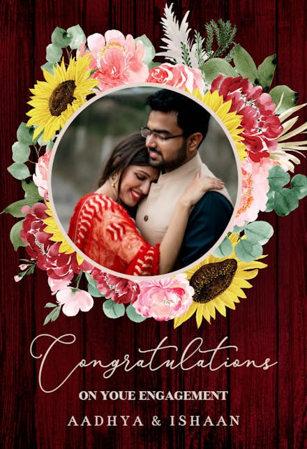 Burgundy Sunflower - Congratulations Card