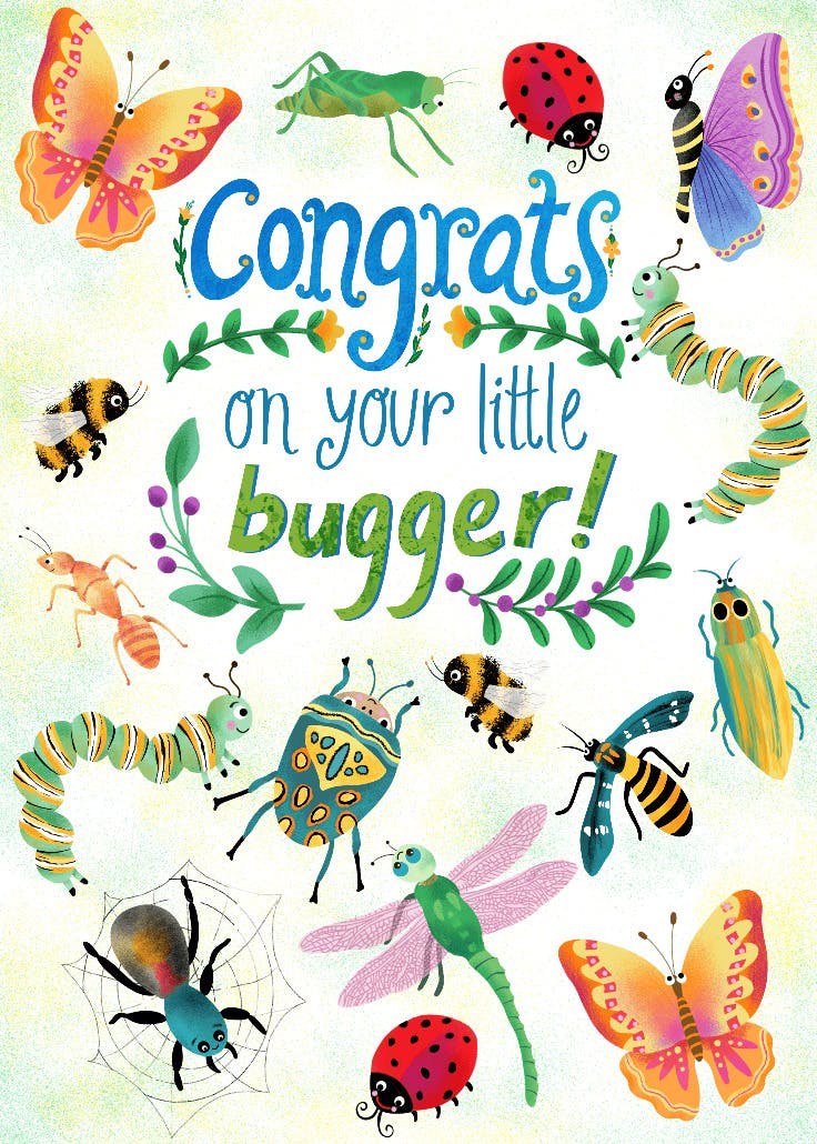 Congrats little bugger - congratulations card