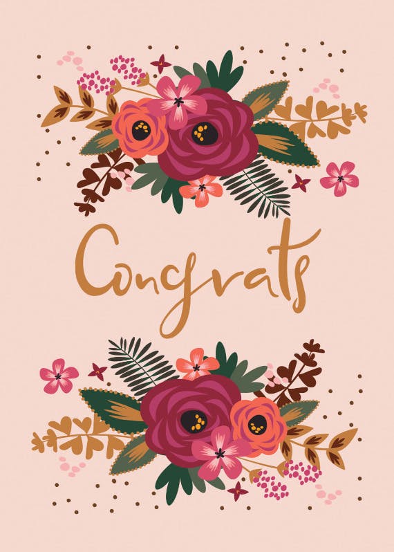 Floral congrats -  tarjeta de pensamientos y sentimientos