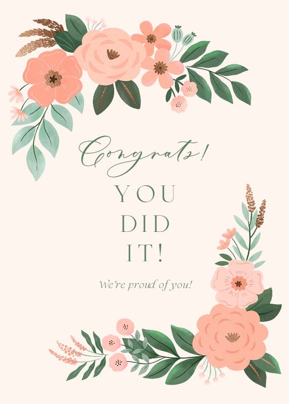 Floral peonies -  free congratulations card