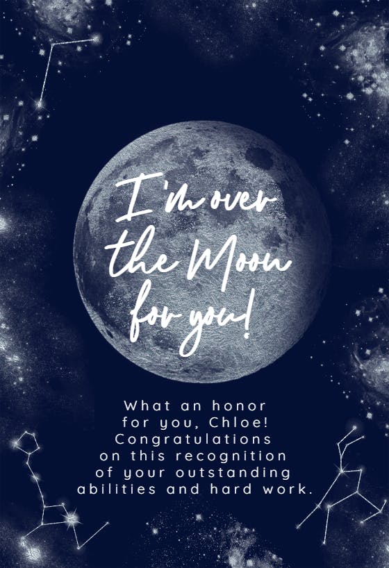 Over the moon for you - congratulations card