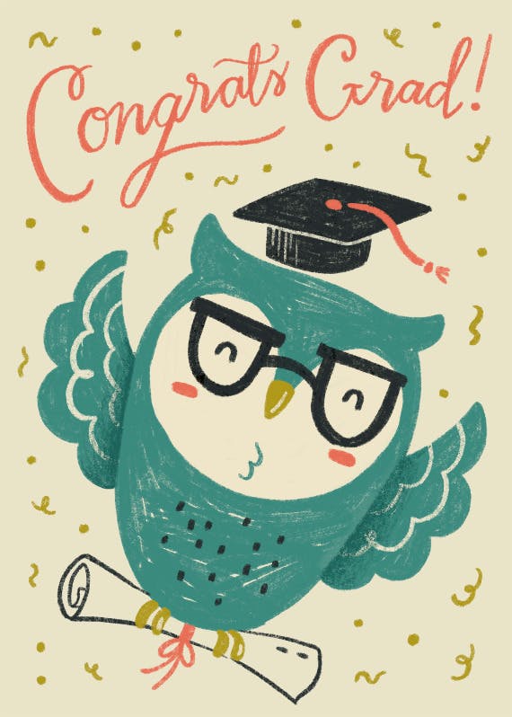 Owl grad -  tarjeta de graduación