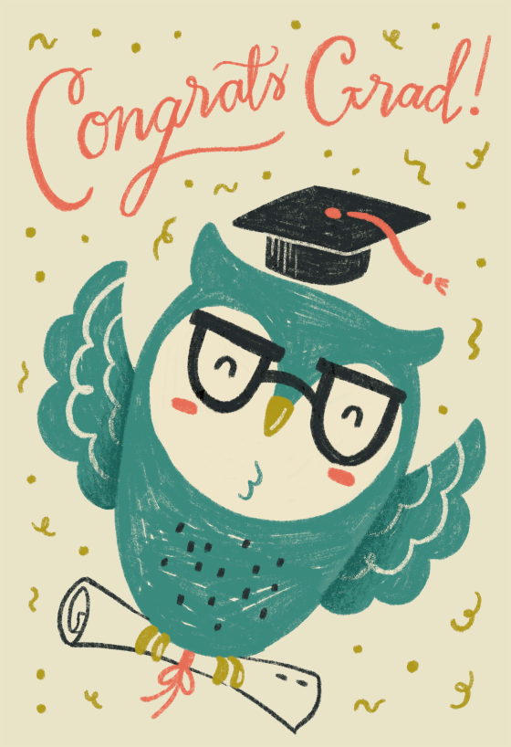 owl grad graduation card free greetings island