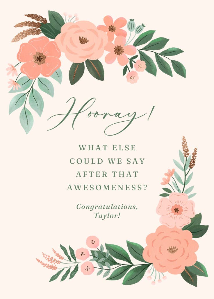 Peach peonies - congratulations card