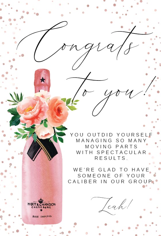 Pink champagne - congratulations card