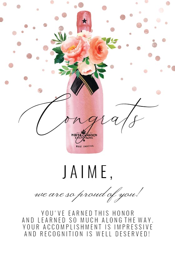 Pink champagne flowers -  tarjeta de felicitación