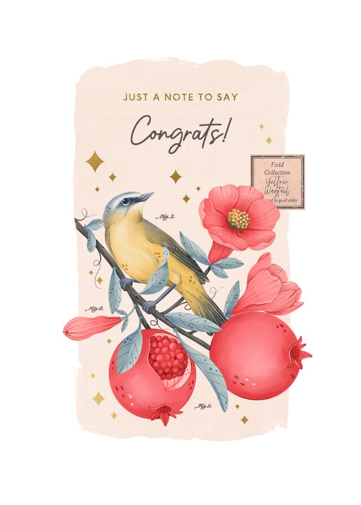 Pomegranate wishes - congratulations card