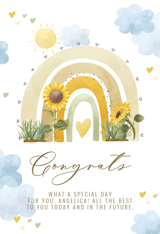 Rainbow sunflower - congratulations card