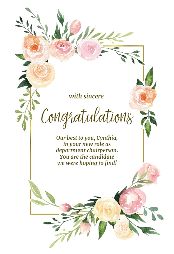 Rosy outlook - congratulations card
