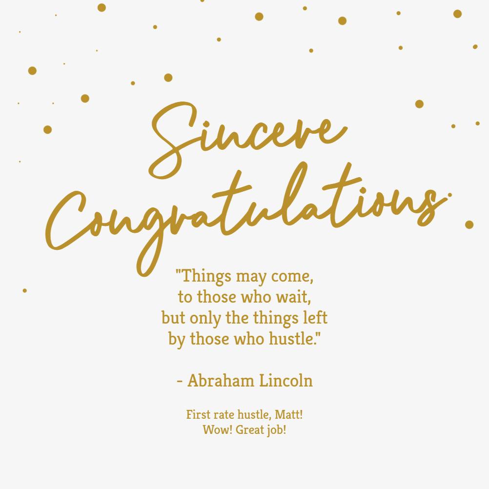 Signature success - congratulations card