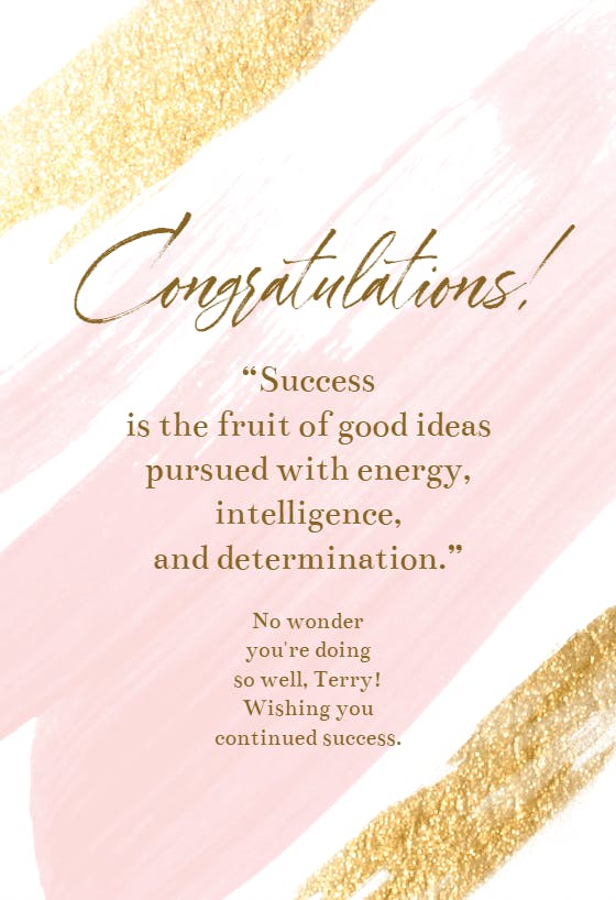 Stroke of genius - congratulations card